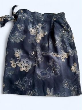 Vintage 90s Jones New York Silk Floral Wrap Skirt